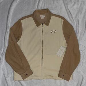 Brixton Two-Tone Zip Jacket Men's Size M Beige Brown Corduroy NWT